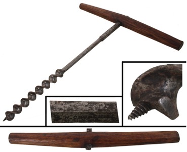 Willis Churchill, Hamden, Connecticut, No. 4: Early 1" "T" Form Auger Handle