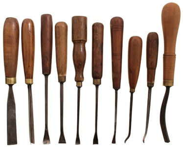 S.J. Addis & Son, Sheffield, England: Wkg. Set Of Ten Asst. Carving Tools