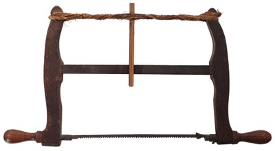Unmarked: Diminutive Mahogany & Birch Frame Saw