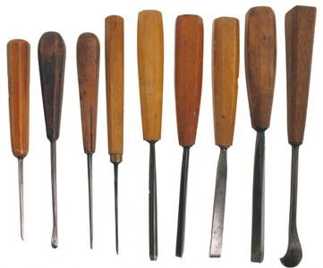 S.J. Addis & Son, Sheffield, England: Wkg. Set Of Ten Asst. Carving Tools
