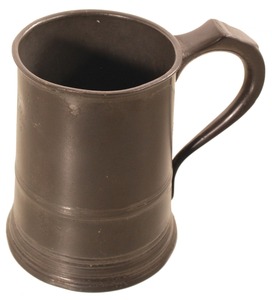 Yates & Birch, Birmingham, England: Early Solid Pewter 1 1/2 Pint Tankard