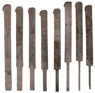 W. Butcher, Sheffield, England: Set Of Eight Plow Plane Cutting Irons