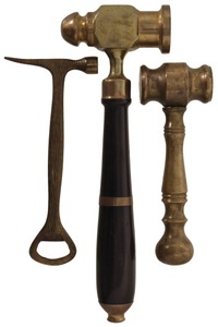 Assorted Makers: Three Showy Brass Hammers