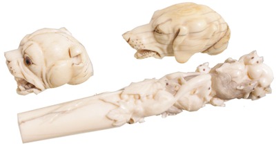 Unmarked: Three Highly Detaile Carved Cane Heads