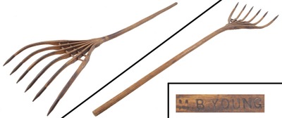 M.B. Young: Early Hand Made Wooden Pitchfork
