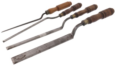 D.R. Barton & Company, Rochester, New York: Stepped Set Of Four Crank Neck Chisels