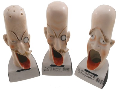 Schafer & Vater, Volkstedt Rudolstadt, Thuringia, Germany: Lot Of Three Smoking Head Ashtrays