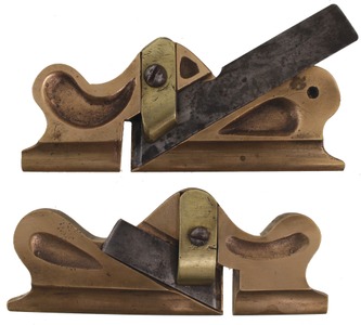Unmarked: Pair Of Cast Brass Side Rabbet Plane
