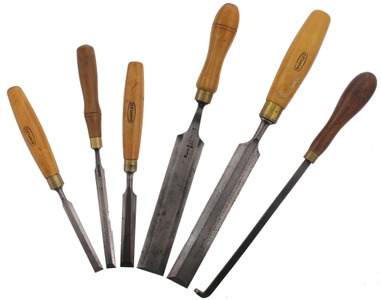 Assorted Makers: Wkg. Set Of Five Beveldge Tang Chisels
