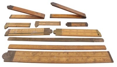 Assorted Makers: Lot Of Clean B'wood & Brass Folding Rule