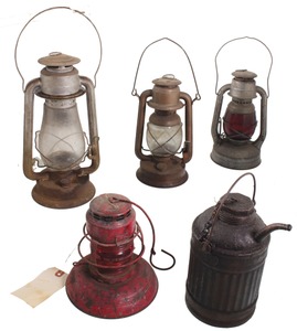 Embury Manufacturing Company, Warsaw, New York: Four Barn & R.R. Type Lanterns