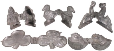 Assorted Makers: Lot Of Five Clean Pewter Ice Cream Mol