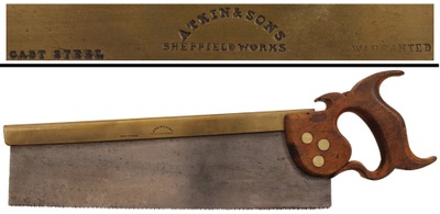 T. Atkin & Son, Sheffield Works, Sheffield, England: Extra Clean Brass Back Tenon Saw