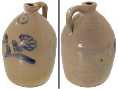 N. Clark, Jr., Athens, New York: Superb Slip Decorate Stoneware Jug