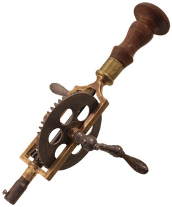 Unmarked: Early Brass, Iron & Walnut Breast Drill