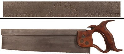J. Flint, Rochester, New York: Early Maker 12" Tenon Saw