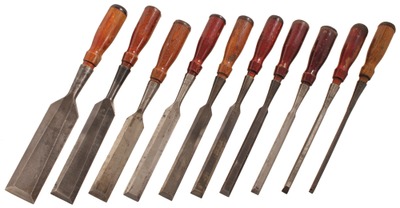 Stanley Rule & Level, No. 720: Stepped Set Of Ten Beveldge Socket Chisels