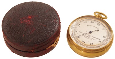 J. Hicks, Hatton Garden, London, England: Early Brass Case Compensated Baromete