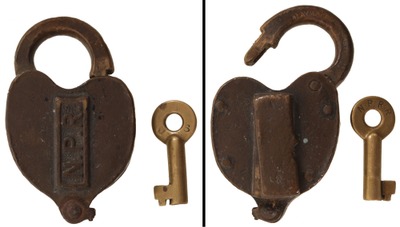 Northern Pacific Railroad, Tacoma, Washington: Early Cast Brass N.P.R. Padlock