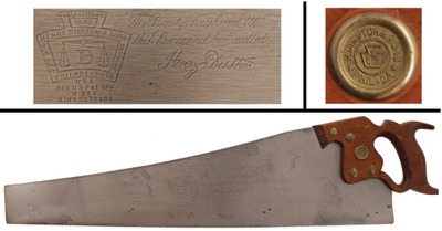 Henry Disston & Sons, Philadelphia, Pennsylvania, No. D-8: Extra Clean 9 Pt. 26" Crosscut Saw