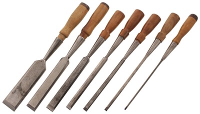 T.H. Witherby, Winsted, Connecticut: Steeped Set Of Eight Bevel Edge Chisels