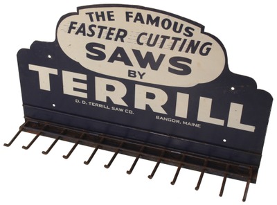 Terrill Saw Company, Bangor, Maine: Extra Clean Hdwe. Store Display Sign