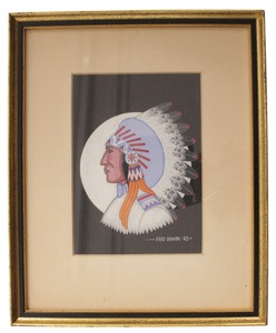 Fred Beaver, Muscogee Creek, Oklahoma: "Plains Indian Chief Goache Print