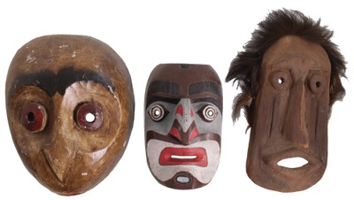 Assorted Makers: Three Carved Native American Masks