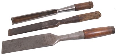 Assorted Makers: Set Of Three Timber Framing Chisels