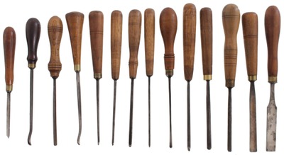 Assorted Makers: Wkg. Set Of 14 Clean Carving Tools
