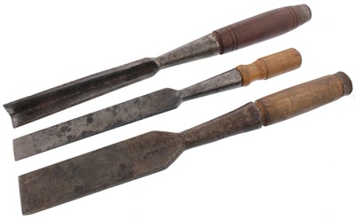 Assorted Makers: Three Heavy Socket Timber Framing Chisels