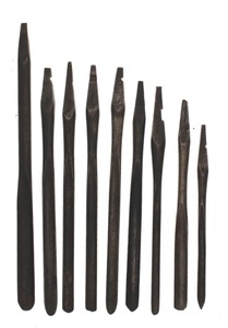 Assorted Makers: Working Set Of Nine Spoon Auger Bits