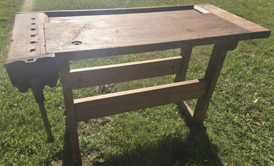 Unmarked: Classic Trestle Type Work Bench