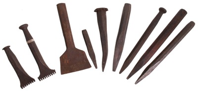 Assorted Makers: Wkg. Set Of Nine Stone Carving Chisel
