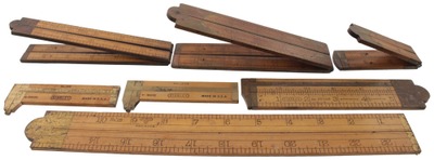 Stanley Rule & Level: Lot Of Seven Clean Folding Rules