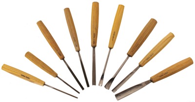 Pfeil Swiss Made, Langenthal, Switzerland: Wkg. Set Of Nine Clean Carving Tool