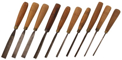 S.J. Addis & Son, Sheffield, England: Wkg. Set Of Ten Asst. Carving Tools