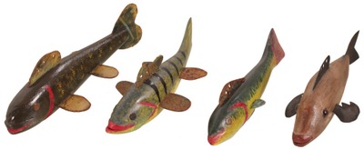 Robert Lindner, Clarence, New York: Four Upper Michigan Spear Fishing Decoys
