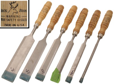 Buck Brothers, Millbury, Massachusetts: Stepped Set Of Six Beveldge Paring Chisels