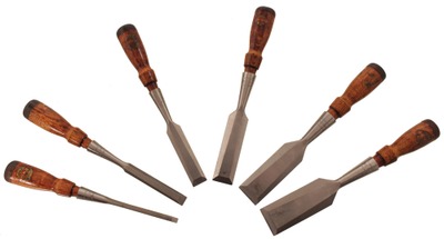Stanley Rule & Level, No. 750: Set Of Six Unused Bevel Edge Chisels
