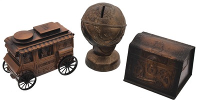 Assorted Makers: Three Brass & Copper Tone Still Banks