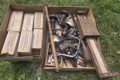 Assorted Makers: Lot Of Early Type Braces & Auger Bits