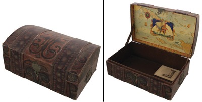 Unmarked: Ca. 1920's Small Leather Trunk