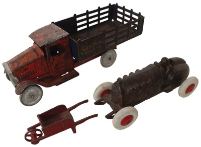 Assorted Makers: Three Early Type Tin & Cast Iron Toys