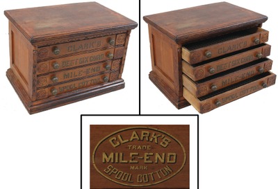 Clark Thread Company, Paisley, Scotland: Extra Large Six Drawer Spool Cabinet