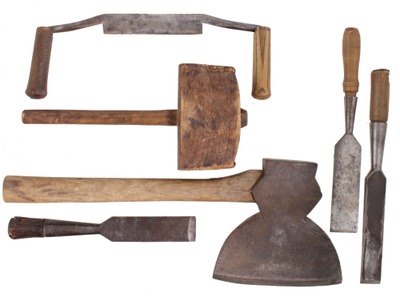 Assorted Makers: Lot Of Timber Framin Edge Tools