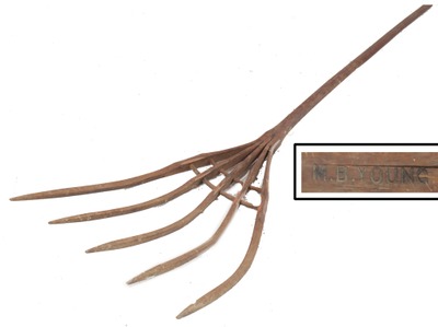 M.B. Young: Early Hand Made Wooden Pitchfork