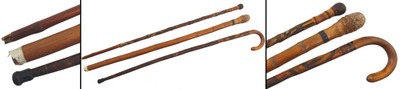 Assorted Makers: Three Souvenir Type Carved Walking Stick