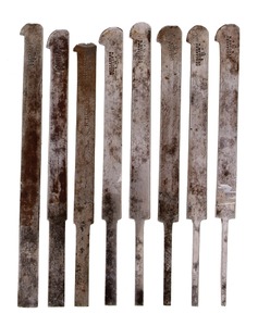 W. Butcher, Sheffield, England: Set Of Eight Plow Plane Cutting Irons
