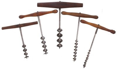 Assorted Makers: Stepped Set Of 5 "T" Auger Handles